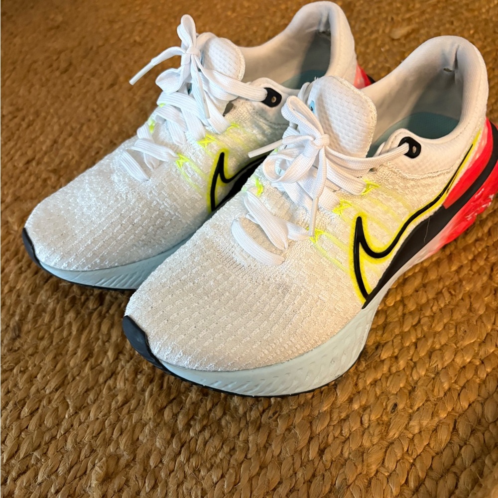 Nike White and Neon Running Shoes